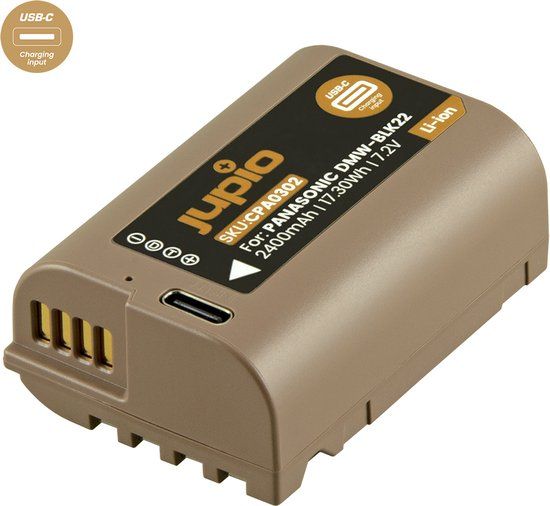 Jupio DMW-BLK22 *ULTRA C* - Accu voor Systeemcamera - 2400mAh - Incl. Oplader
