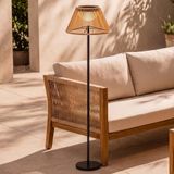 RexTech Solar vloerlamp 'Maris' - Oplaadbaar via USB C - Warm wit licht (2700K) - IP44 - Met Afstandsbediening - Rotan look