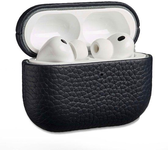 Accezz Echt Leren Case - Hoesje geschikt voor AirPods Pro 3 - Donkerblauw