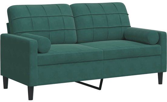 vidaXL Tweezitsbank met sierkussens 140 cm fluweel donkergroen