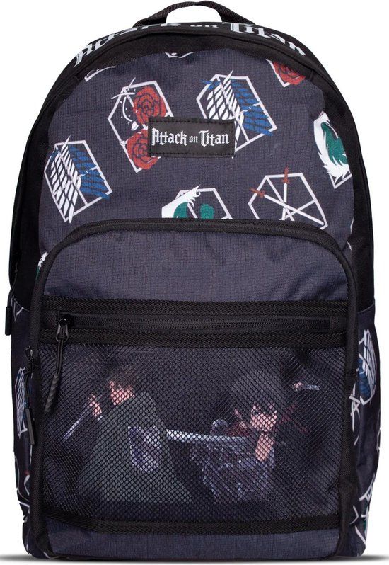 Attack On Titan All Over Print Rugzak - Zwart - 25L - Unisex