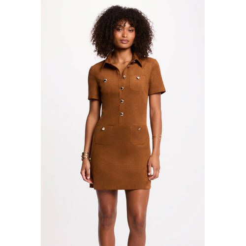 Morgan mini jurk in suèdelook cognac