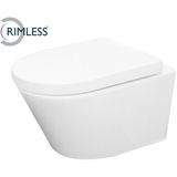 Wiesbaden Vesta Toilet à poser sans bride avec abattant de toilette Vesta - Softclose et Quick Release - Blanc brillant