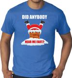 Bellatio Decorations Grote maten fun Kerstshirt / Kerst t-shirt Did anybody hear my fart blauw voor heren - Kerstkleding / Christmas outfit XXXL