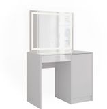 Vicco Sherry Kaptafel met licht – 89.8 cm met LED-spiegel Wit/wit hoogglans