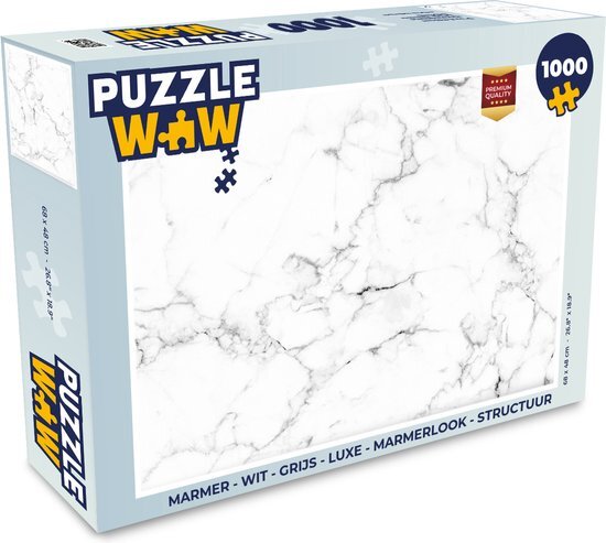 MuchoWow Puzzel Marmer - Wit - Grijs - Luxe - Marmerlook - Structuur - Legpuzzel - Puzzel 1000 stukjes volwassenen - Sinterklaas cadeautjes - Sinterklaas voor grote kinderen