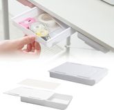 Boîte de rangement dissimulée sous le bureau - Organisateur de tiroir adhésif pour la maison et la coiffeuse - Lot de 2, 22x15.5x3cm