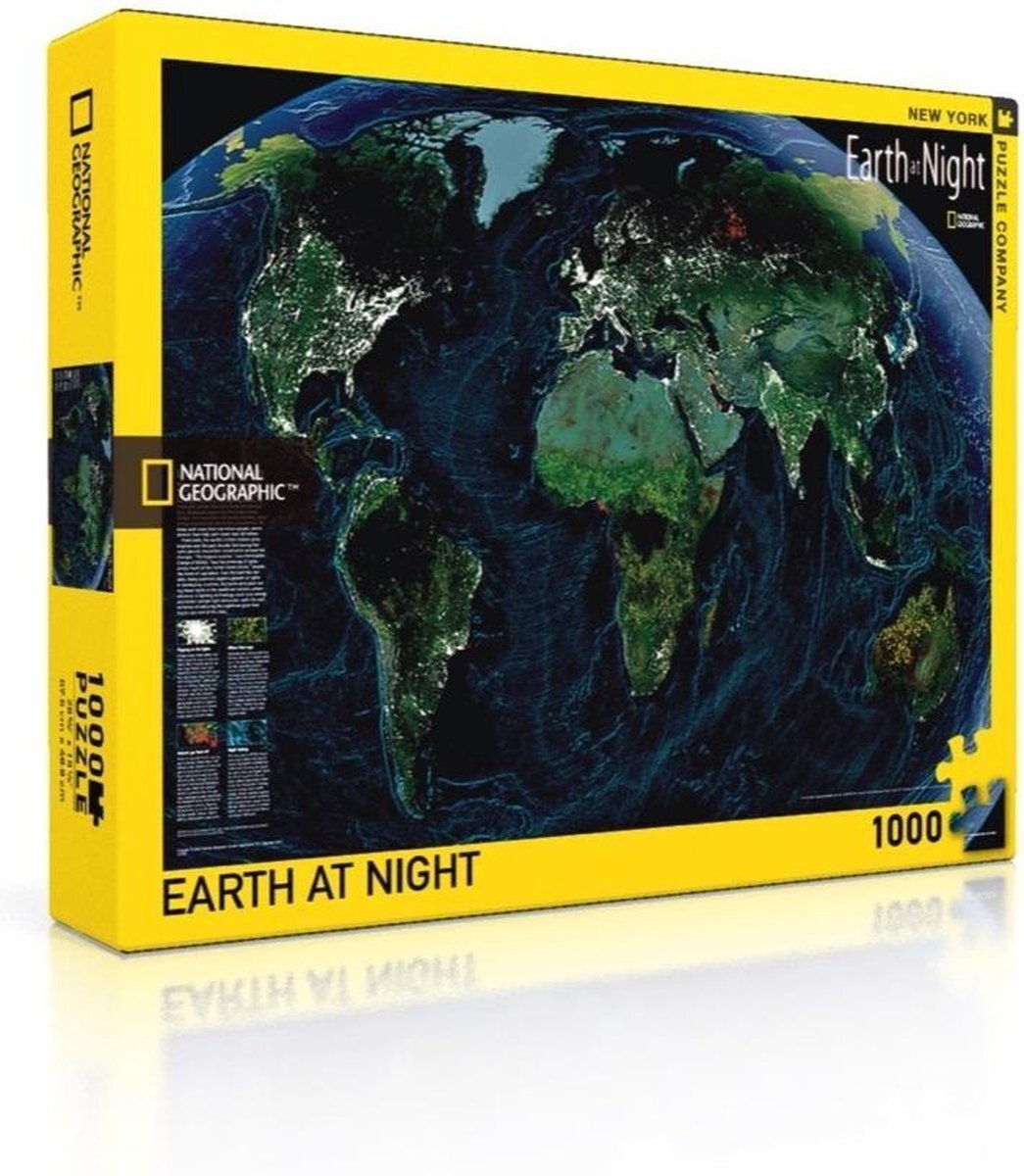 The New York Puzzle Company Earth at Night - NYPC National Geographic Collectie Puzzel 1000 Stukjes