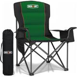 OVERMONT 204 kg extra grote campingstoel voor volwassenen met koeltas en draagtas - Heavy Duty klapstoel ondersteuning 204 kg met hoge rug en bekerhouder, comfortabel voor tuin, picknick, strand