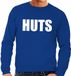 Bellatio Decorations HUTS tekst sweater blauw heren - heren trui HUTS L