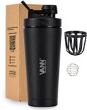 VANN® 3-wandige RVS shakebeker 750 ML - Premium Proteïne & Eiwit Shaker - ULTIMATE SHAKER™ - 12 uur koud - Satin Noir