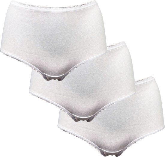 My Basic by After Eden Midi brief 3pack Dames Onderbroek - White - Maat XXL