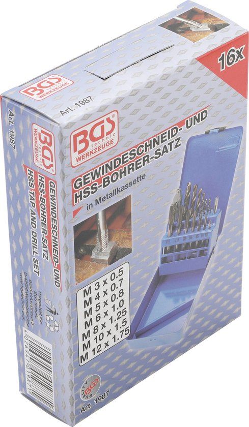 BGS 1987 | TAP/HSS-boorset | M3 - M12/2,5-10,2 mm