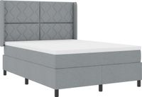 vidaXL LED Boxspringbed met Hoofdeinde Lichtgrijs 140 x 190 cm Stof