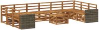 vidaXL - Bank loungeset - 10 zitplekken - Naturel - Massief Acacia Hout