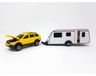 Merkloos Caravan speelgoed - Auto met caravan - Schaal 1:32 - Plastic en metaal - Doos 35 x 13 cm