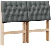 vidaXL Gestoffeerd hoofdbord donkergrijs 120 cm massief grenenhout