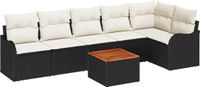 vidaXL Tuinbank Set Zwart Poly Rattan 4 Zitplaatsen