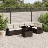 Maison Exclusive - Ensemble de meubles de jardin 7 pièces avec canapé et coussins, marron, en polyrotin
