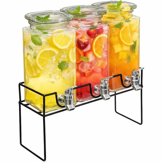 Secret de Gourmet Drankdispenser - 3x - Glas - 1.5 Liter - Transparant