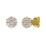 Lucardi Dames Zilveren goldplated oorknoppen met zirkonia voor dames - Oorbellen - 925 Zilver - Goudkleurig
