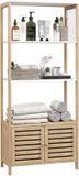 Homcom Étagère de salle de bain Bambou 63x30x138cm Bois naturel et blanc