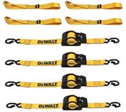 DEWALT DXBC9002-2X 8-delige kit met 2" x 10' automatisch intrekbare ratel riemen (3 lbs breuksterkte) en 1,7" x 18" Premium Soft Loops (1,25 lbs breuksterkte)