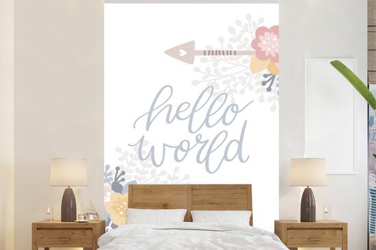 Nr1Wallpaper Behang - Fotobehang Kinderillustratie van pijlen met de quote Hello world - Breedte 155 cm x hoogte 240 cm