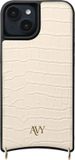AVY Leren Hoesje geschikt voor Apple iPhone 14 / 13 | Compatibel met MagSafe | Leather Case | Back Cover | Croco Beige