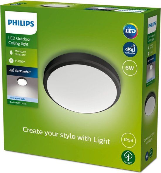 Philips Doris Plafondlamp LED Zwart 6 W (4000 K)