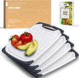 Exitoso Snijplank met Sapgroef - Vaatwasmachinebestendige antislip Ontbijtplank - Serveerplank Set van 4 rechthoekige Plastic Snijplanken voor de Keuken