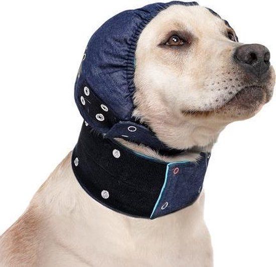 Medical Pet Shirt MPS Head Cover Hond Blauw Katoen Maat L