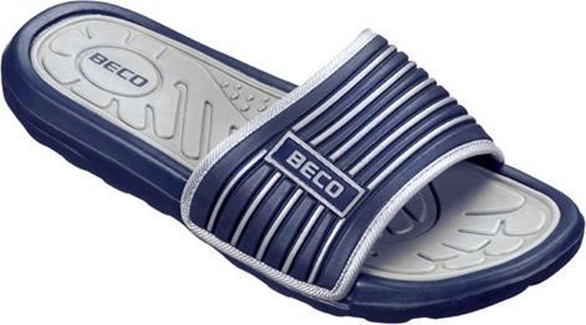 Beco badslippers navy/grijs heren