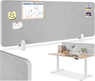 tectake® Bureauscherm scheidingswand Noisy - Met geluidsabsorberende PET-kern - Inclusief 2 bevestigingsklemmen - Afmeting (LxB) 160 x 40 cm - Grijs