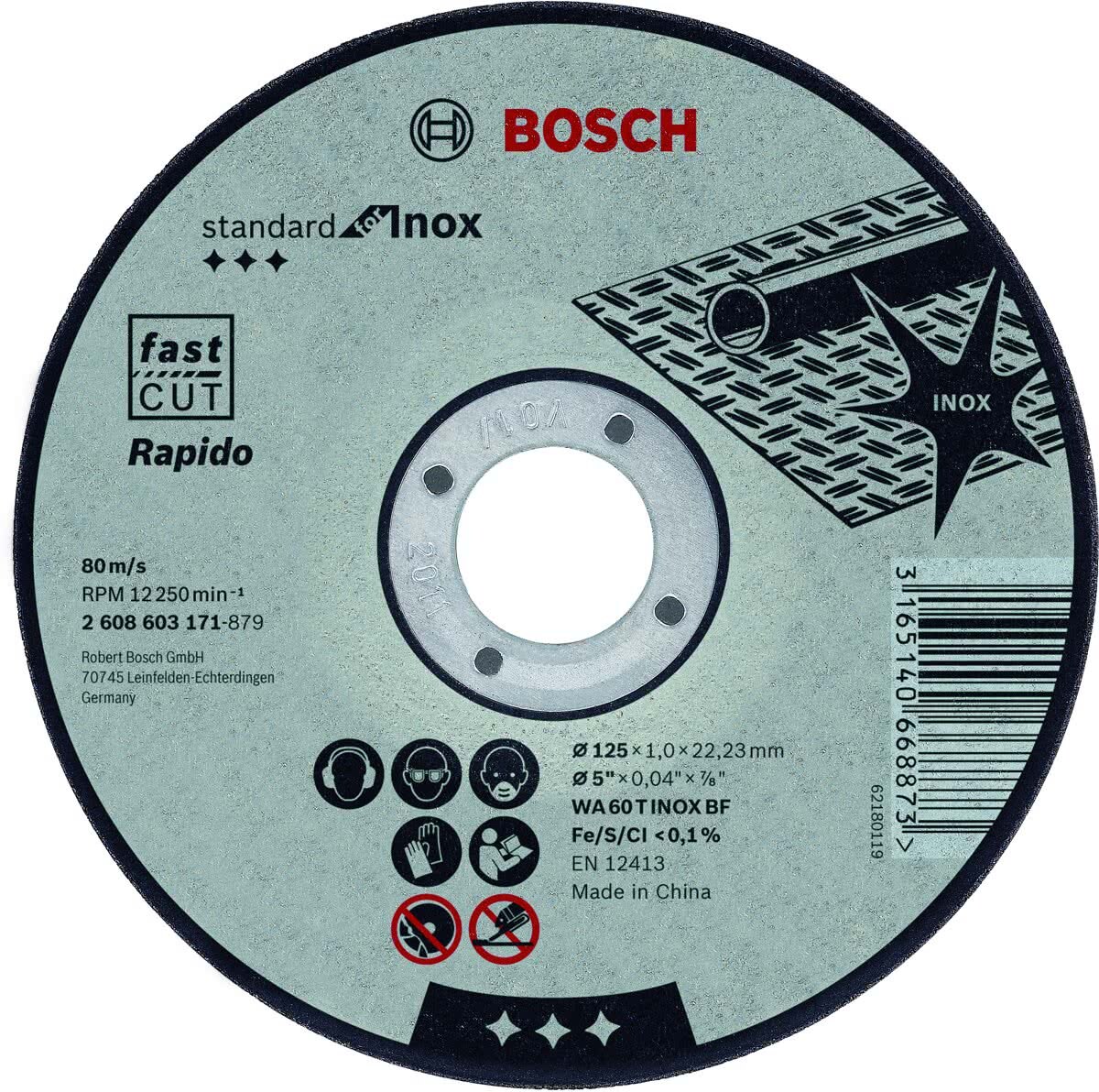 Bosch Doorslijpschijf recht Standard for Inox - Rapido WA 60 T BF, 115 mm, 22,23 mm, 1,0 mm 1st