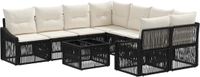 vidaXL Tuinbank - Set - 9 - st - Zwart - poly - rattan