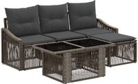 vidaXL Tuinbank Set 5-delig Grijs/Donkergrijs Polyrattan