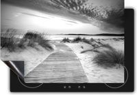 Chefcare Inductie Beschermer Voetpad naar het Strand en de Zee - Zwart Wit - 90x55 cm - Inductie Mat