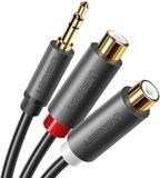 Ugreen - audio-adapter - jack 3,5 mm mannelijk naar 2xRCA vrouwelijk kabel 0,25 m grijs - (AV109)
