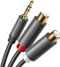 Ugreen - audio-adapter - jack 3,5 mm mannelijk naar 2xRCA vrouwelijk kabel 0,25 m grijs - (AV109)