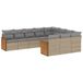 vidaXL 11-delige Tuinset met kussens, poly rattan, beige