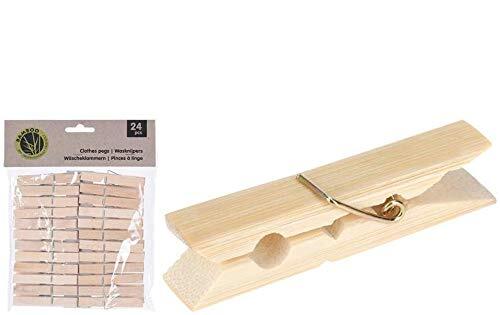 EDM 76508 bamboe wasknijpers, verpakking met 24 stuks, beige, 7 cm