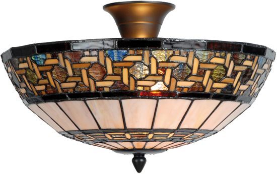 Clayre & Eef Tiffany plafondlamp geweven motief compleet 25 cm x Ã˜ 40 cm