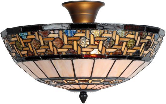 Clayre & Eef Tiffany plafondlamp geweven motief 25 cm x Ø 40 cm