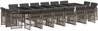vidaXL 17-delige Tuinset met Kussens Poly Rattan Grijs