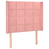VidaXL Hoofdbord met randen fluweel roze 103x16x118/128 cm