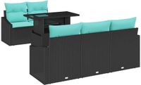 vidaXL Tuinbank Set Zwart en Blauw