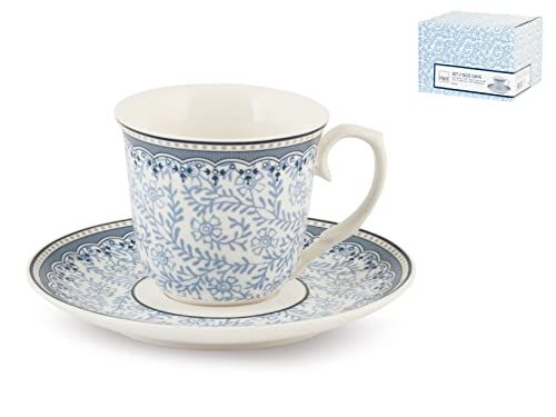 H 2 tazze caff porcellana decoro blue dream con piatto cc90