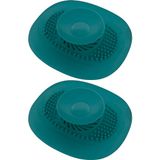 cyclingcolors 2 x siliconen afvoerstop, universeel, met zeeffunctie, voor douche en bad, afvoerstop, wastafel, spoelbak, badkuipstop, donkerblauw