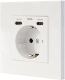 NANOCABLE Schuko stopcontact met 2 USB-C PD - max. 3,4 A, wit